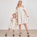 Sweet Polka Dot Off The Shoulder Mom Girl Matching Dress - 1330