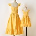 Sweet Yellow Ruffled Mom Girl Matching Dress - 1319