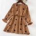 Sweet Khaki Polka Dot Long Sleeve Mom Girl Matching Dress - 13163