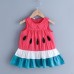 【18M-7Y】Girls Cute Contrast Stitching Doll Collar Sleeveless Dress - 3387