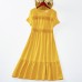 Sweet Yellow Jacquard Lace Short Sleeve Mom Girl Matching Dress