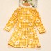 Sweet Long Sleeved Yellow Plaid and Flower Print Mom Girl Matching Dress