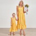 Sweet Yellow Ruffled Mom Girl Matching Dress - 1319