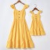 Sweet Yellow Ruffled Mom Girl Matching Dress - 1319