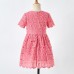 Sweet Pink Lace Short Sleeve Mom Girl Matching Dress - 13130