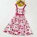 Sweet Rose Red Flower Mom Girl Matching Dress