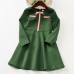 Elegant Golden Ribbon Green Long-sleeved Mom Girl Matching Dress - 13168