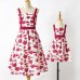 Sweet Rose Red Flower Mom Girl Matching Dress