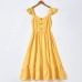 Sweet Yellow Ruffled Mom Girl Matching Dress - 1319