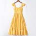 Sweet Yellow Ruffled Mom Girl Matching Dress - 1319