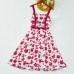 Sweet Rose Red Flower Mom Girl Matching Dress