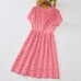 Sweet Pink Lace Short Sleeve Mom Girl Matching Dress - 13130