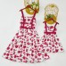 Sweet Rose Red Flower Mom Girl Matching Dress