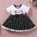 【0M-18M】Cute Cartoon And Polka Dot Print Round Neck Short Sleeve Dress