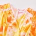 Sweet Orange Tie-Dye V-Neck Short Sleeve Mom Girl Matching Dress - 13109