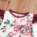 【0M-7Y】Girls Sweet Floral Print Red Dress And Romper ( Sold Separately ) - 33266