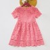 Sweet Pink Lace Short Sleeve Mom Girl Matching Dress - 13130