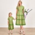 Sweet Green Lace Short Sleeve Mom Girl Matching Dress