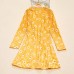 Sweet Long Sleeved Yellow Plaid and Flower Print Mom Girl Matching Dress