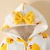 【0M-18M】Baby Girl Cute Duck And Heart Shape Print And Bow Hooded Romper