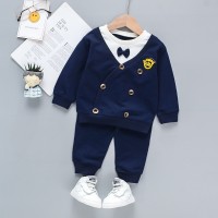 【12M-5Y】Boys College Style Long-sleeved Top And Pants Two-piece Suit