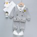 【12M-5Y】Boys College Style Long-sleeved Top And Pants Two-piece Suit