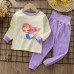 【9M-6Y】2-piece Unisex Cotton Cartoon Print Colorblock Long Sleeve Pajamas Set