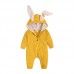 【0M-24M】Unisex Baby Cute Cotton Solid Color Rabbit Ears Hooded Zipper Romper