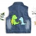 【18M-8Y】Boy Casual Cute Dinosaur Embroidered Lapel Wash Water Denim Jacket