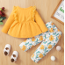 【6M-3Y】Baby Girl 2-piece Long Sleeve Top And Daisy Pants