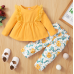 【6M-3Y】Baby Girl 2-piece Long Sleeve Top And Daisy Pants