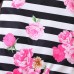 【0M-18M】2-piece Baby Girl Striped Floral Print Long Sleeve Romper With Hairband