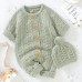 【3M-24M】2-piece Unisex Baby Sweater Romper With Hat