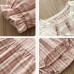 【0M-24M】2-piece Baby Girls Cotton Plaid Long Sleeve Romper With Hairband