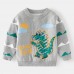 【2Y-8Y】Boys Dinosaur Pattern Round Neck Long Sleeve Sweater