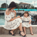 Sweet Polka Dot Off The Shoulder Mom Girl Matching Dress - 1330